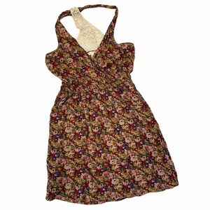 Lush Multicolored Crochet Racerback Dress Sm